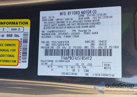 2018 Ford Mustang Gt from USA, damaged, VIN 1FA6P8CF4J5185412
